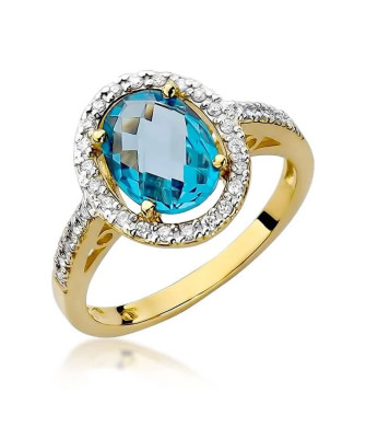 Złoty Pierścionek 14k z diamentem topaz 1,70ct