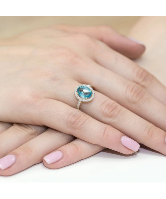 Złoty Pierścionek 14k z diamentem topaz 1,70ct