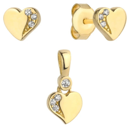⭐ Set of earrings + gold heart pendant with stones ♥ ​​GoldJewellery