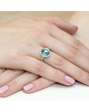 Złoty Pierścionek 14k z diamentem topaz 1,70ct