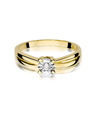 Złoty Pierścionek 14k z diamentem brylant 0,08ct
