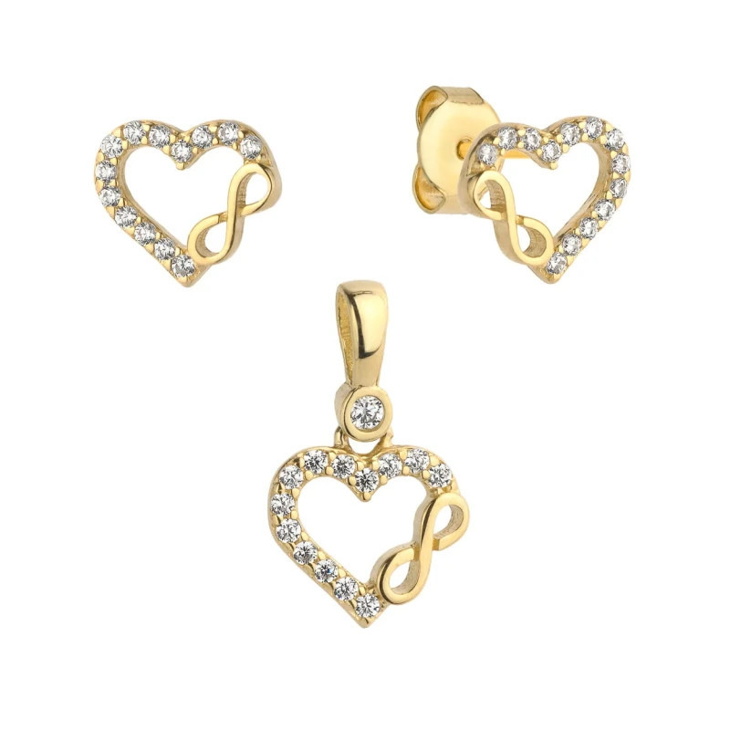 ⭐ Set of earrings + heart pendant with an infinity sign ♥ GoldJewellery