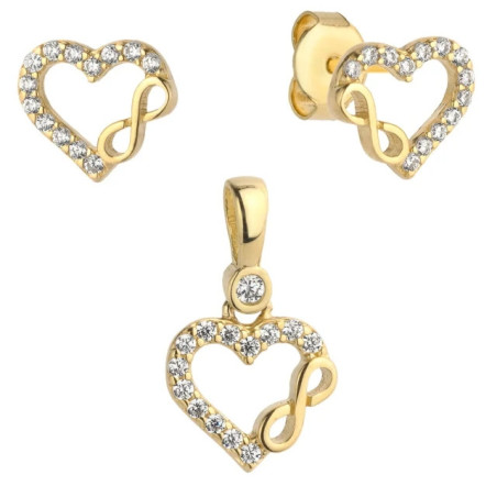 ⭐ Set of earrings + heart pendant with an infinity sign ♥ GoldJewellery