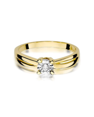 Złoty Pierścionek 14k z diamentem brylant 0,08ct
