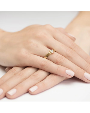 Złoty Pierścionek 14k z diamentem brylant 0,08ct