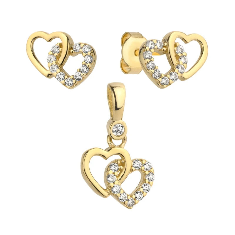 ⭐ Set of earrings + two heart pendant ♥ GoldJewellery