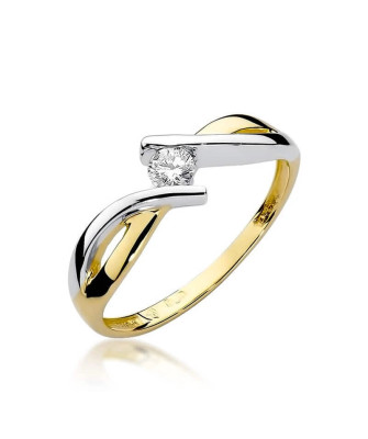 Złoty Pierścionek 14k z diamentem brylant 0,10ct