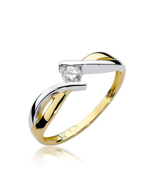 Złoty Pierścionek 14k z diamentem brylant 0,10ct