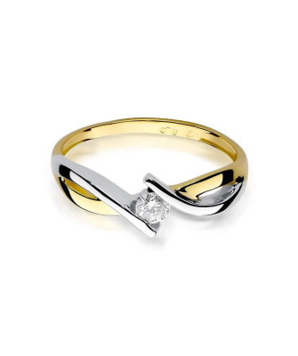 Złoty Pierścionek 14k z diamentem brylant 0,10ct
