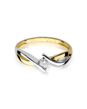 Złoty Pierścionek 14k z diamentem brylant 0,10ct