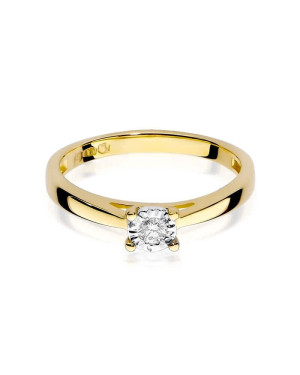 Złoty Pierścionek 14k z diamentem brylant 0,08ct