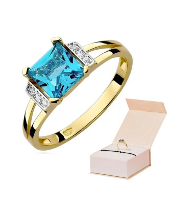 Złoty Pierścionek 14k z diamentem topaz 1,40ct