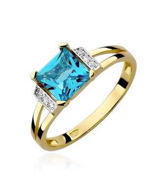14k Gold Ring with Diamond Topaz 1.40ct