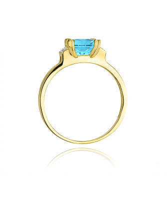 14k Gold Ring with Diamond Topaz 1.40ct