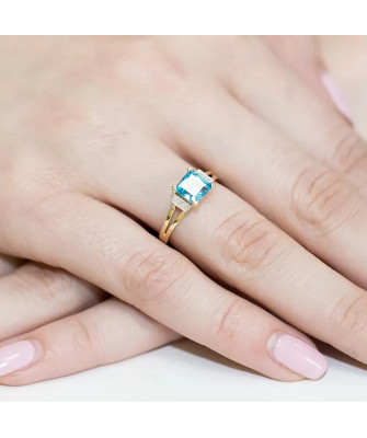 Złoty Pierścionek 14k z diamentem topaz 1,40ct