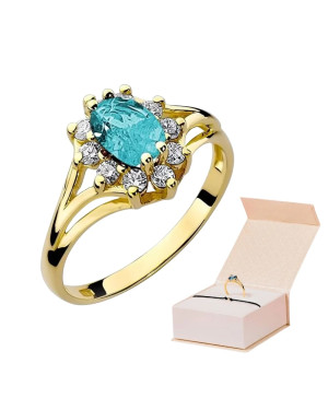 14k Gold Ring with Topaz Diamond 0.90ct