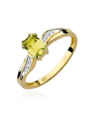 Złoty Pierścionek 14k z diamentem cytryn 0,60ct