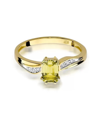 Złoty Pierścionek 14k z diamentem cytryn 0,60ct