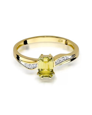 Złoty Pierścionek 14k z diamentem cytryn 0,60ct