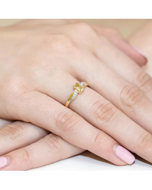 Złoty Pierścionek 14k z diamentem cytryn 0,60ct