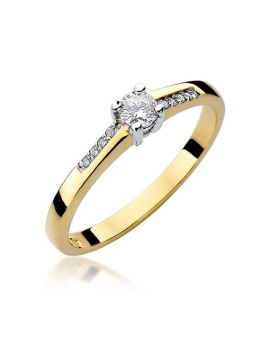 Złoty Pierścionek 14k z diamentem brylant 0,19ct