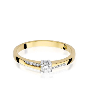 Złoty Pierścionek 14k z diamentem brylant 0,19ct