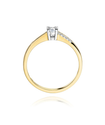 Złoty Pierścionek 14k z diamentem brylant 0,19ct