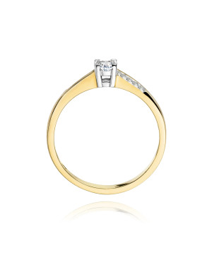 Złoty Pierścionek 14k z diamentem brylant 0,19ct