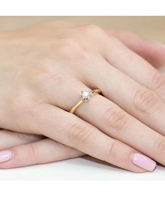 Złoty Pierścionek 14k z diamentem brylant 0,30ct