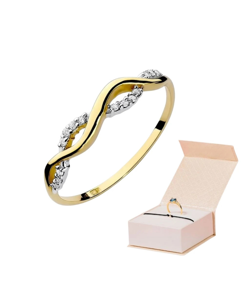 Gold Ring 14k with diamond brilliant white 0.07ct