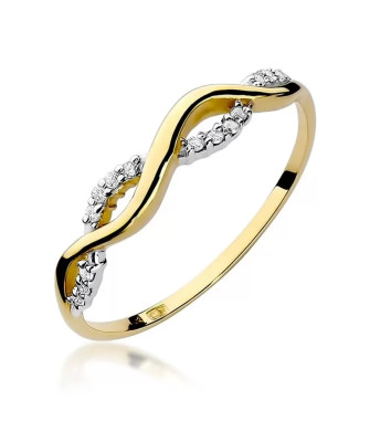 Gold Ring 14k with diamond brilliant white 0.07ct
