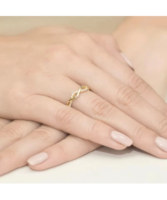 Gold Ring 14k with diamond brilliant white 0.07ct