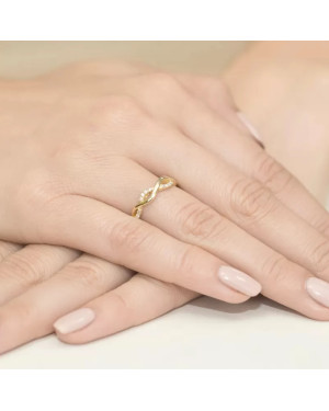 Gold Ring 14k with diamond brilliant white 0.07ct