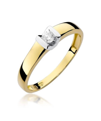 Złoty Pierścionek 14k z diamentem brylant 0,10ct