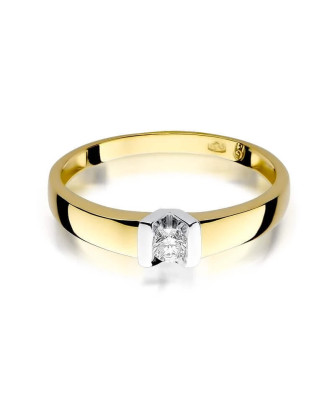 Złoty Pierścionek 14k z diamentem brylant 0,10ct