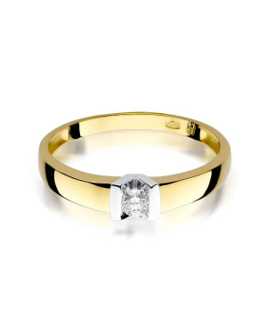 Złoty Pierścionek 14k z diamentem brylant 0,10ct
