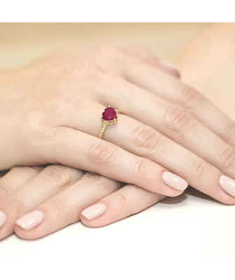 14k Gold Ring with Diamond Ruby 1.70ct