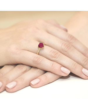 Złoty Pierścionek 14k z diamentem rubin 1,70ct