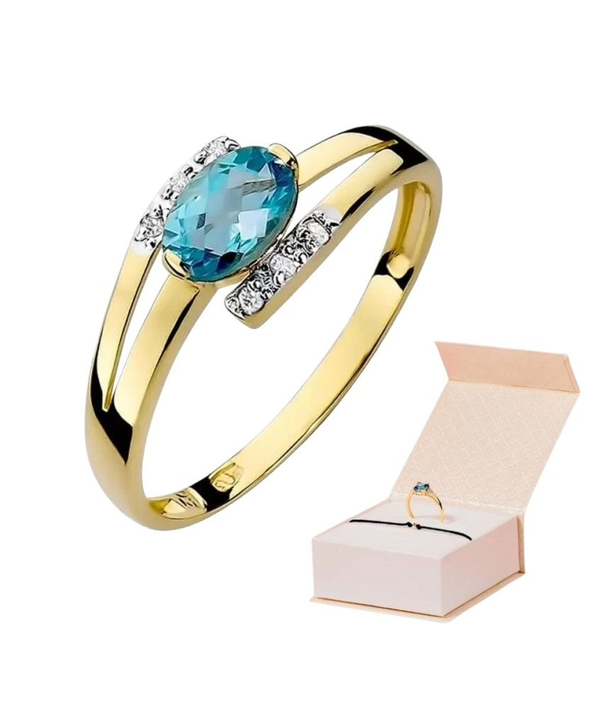 Złoty Pierścionek 14k z diamentem topaz 0,50ct