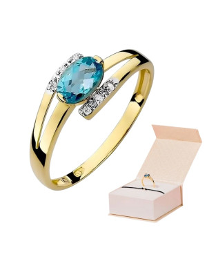 Złoty Pierścionek 14k z diamentem topaz 0,50ct