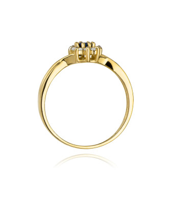 Złoty Pierścionek 14k z diamentem szafir 0,15ct