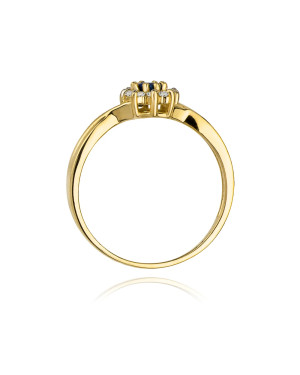 Złoty Pierścionek 14k z diamentem szafir 0,15ct