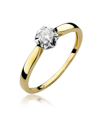 Złoty Pierścionek 14k z diamentem brylant 0,15ct