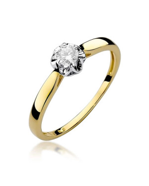 Złoty Pierścionek 14k z diamentem brylant 0,15ct