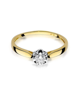 Złoty Pierścionek 14k z diamentem brylant 0,15ct