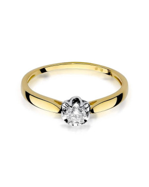 Złoty Pierścionek 14k z diamentem brylant 0,15ct