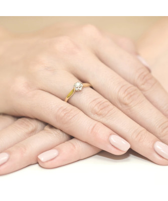 Złoty Pierścionek 14k z diamentem brylant 0,15ct