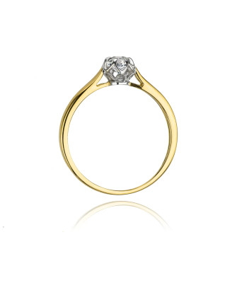 Złoty Pierścionek 14k z diamentem brylant 0,15ct