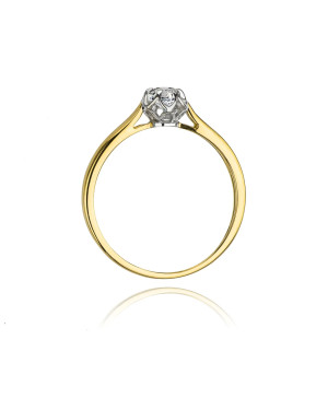 Złoty Pierścionek 14k z diamentem brylant 0,15ct