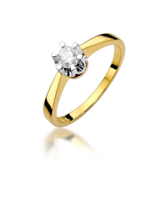 Złoty Pierścionek 14k z diamentem brylant 0,25ct